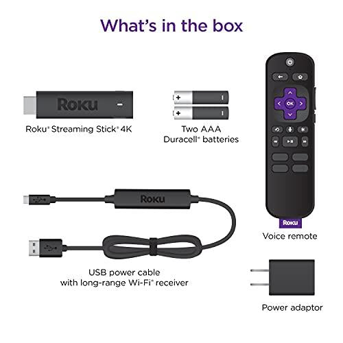 Roku Streaming Stick 4K Streaming Device with Voice Remote and Long-Range Wi-Fi