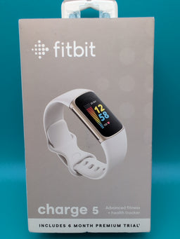Fitbit Charge 5 Activity Tracker Soft Gold with Lunar White Band