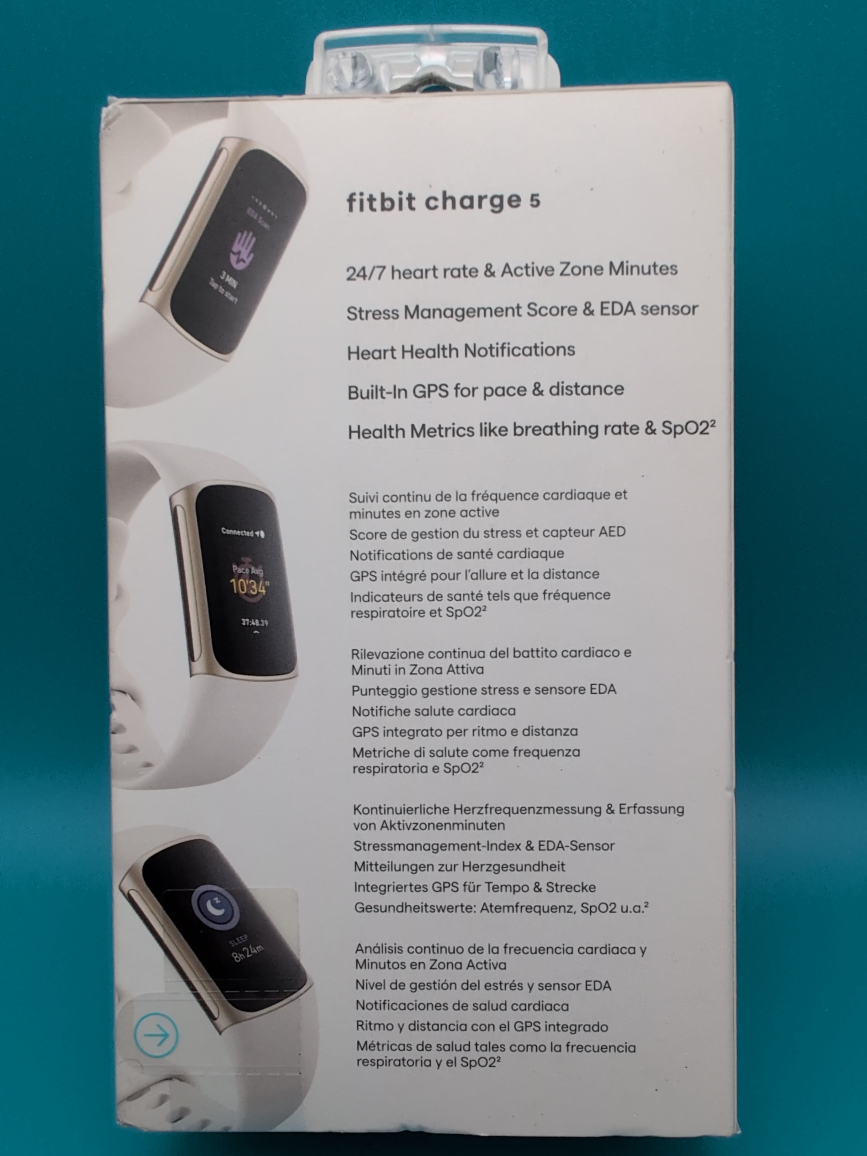 Fitbit Charge 5 Activity Tracker Soft Gold with Lunar White Band