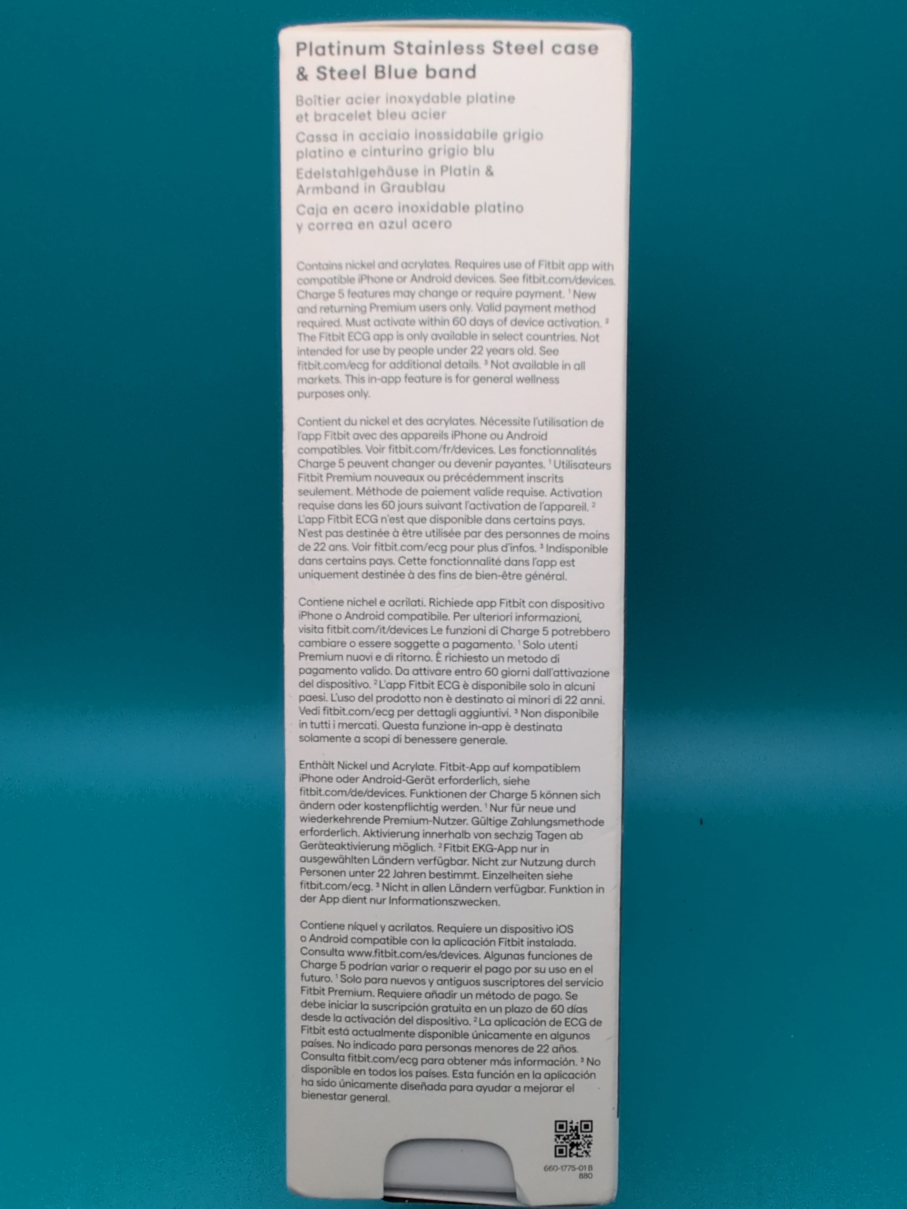 Fitbit Charge 5 Activity Tracker Platinum with Mineral Blue Band