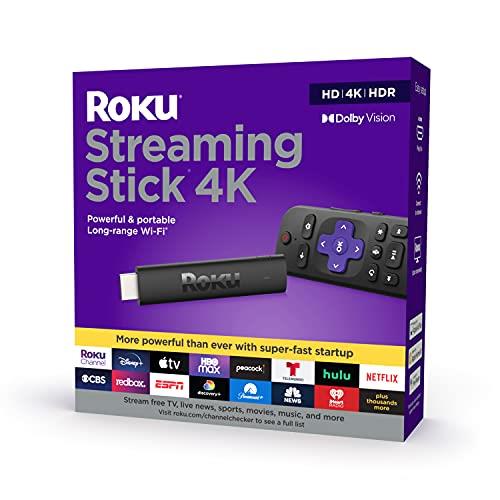 Roku Streaming Stick 4K Streaming Device with Voice Remote and Long-Range Wi-Fi