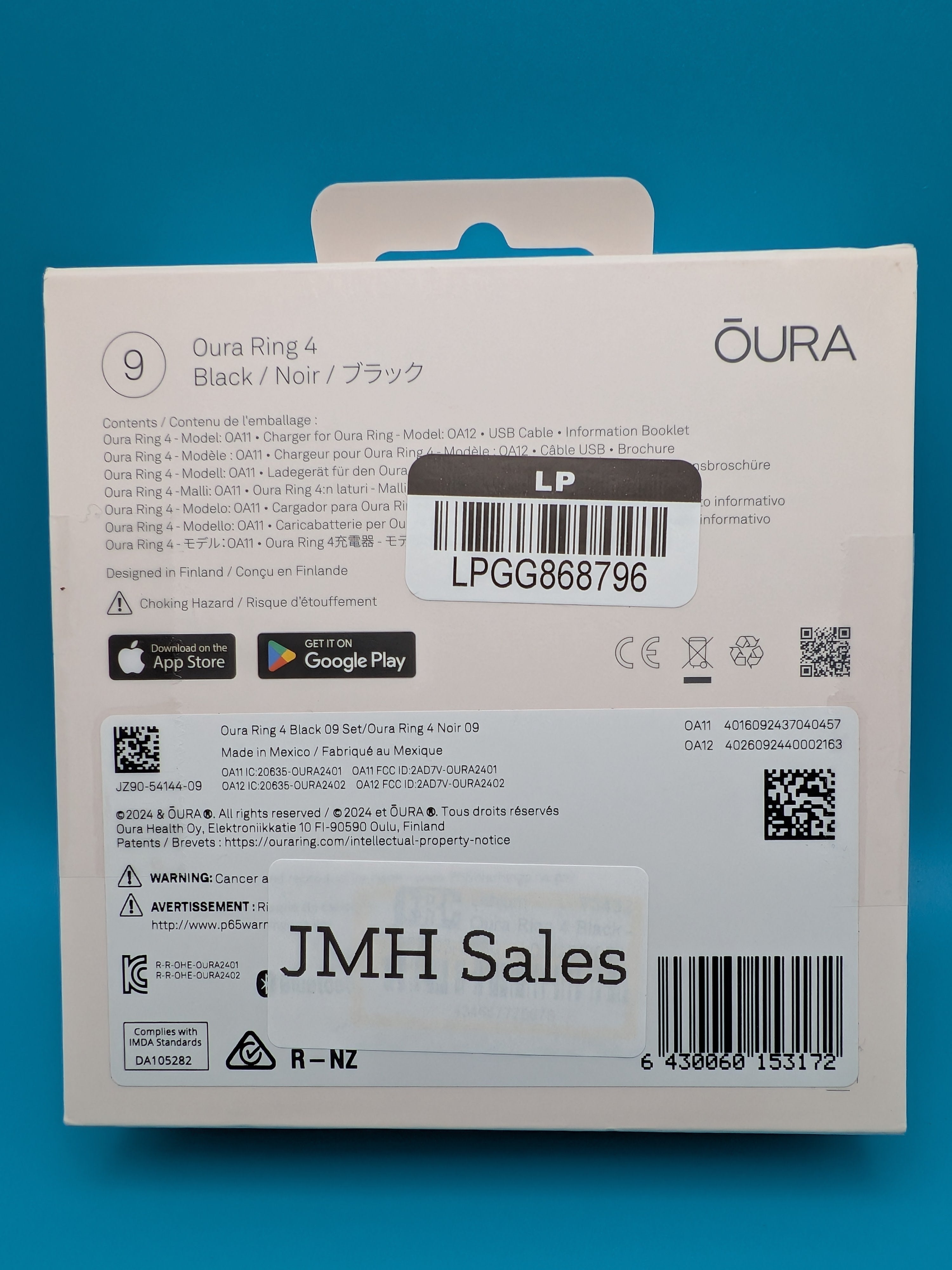 Oura Ring 4 Black Size 9