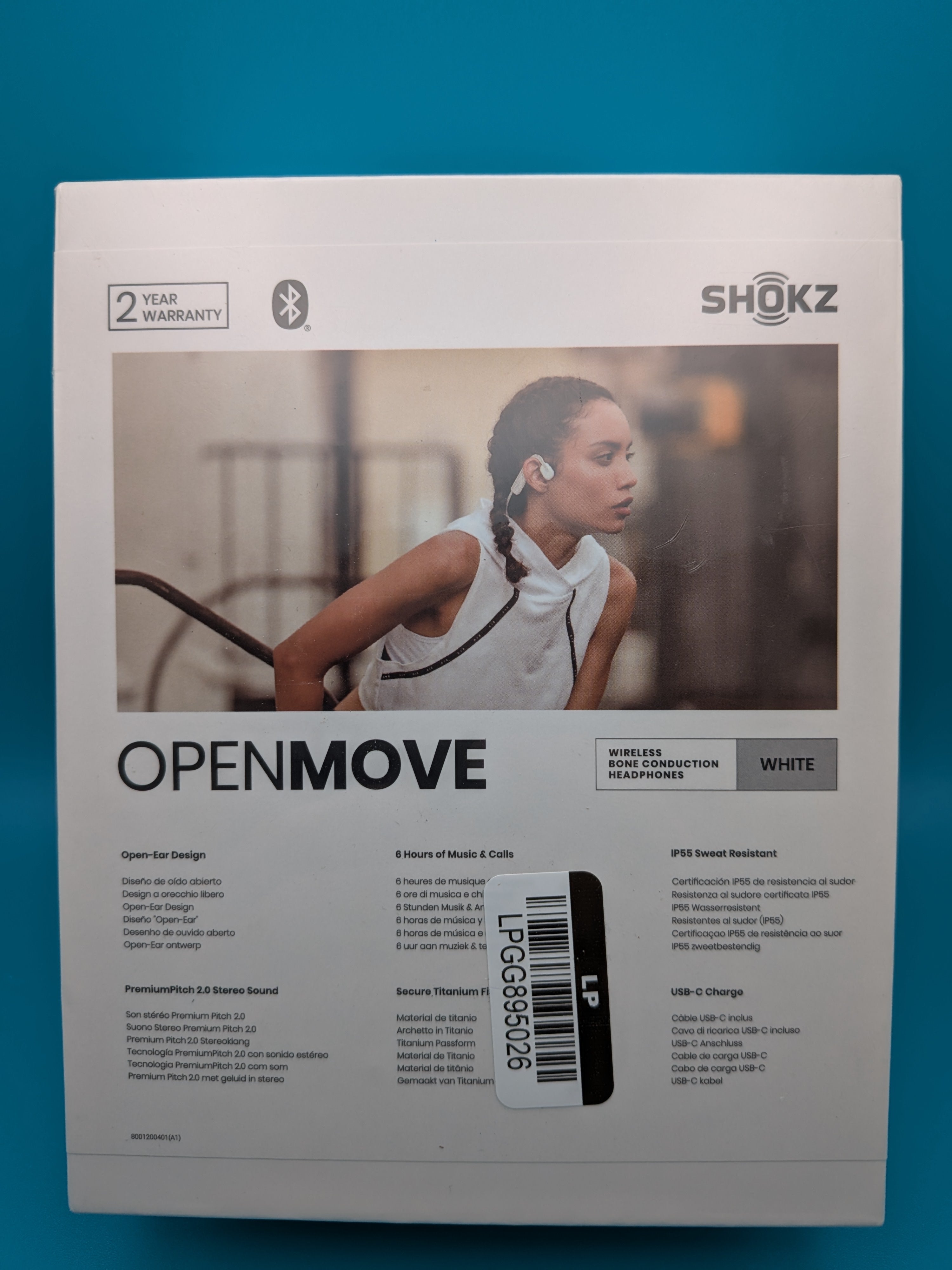 Shokz - OpenMove Bone Conduction Open Ear Lifestyle/Sport Headphones - White