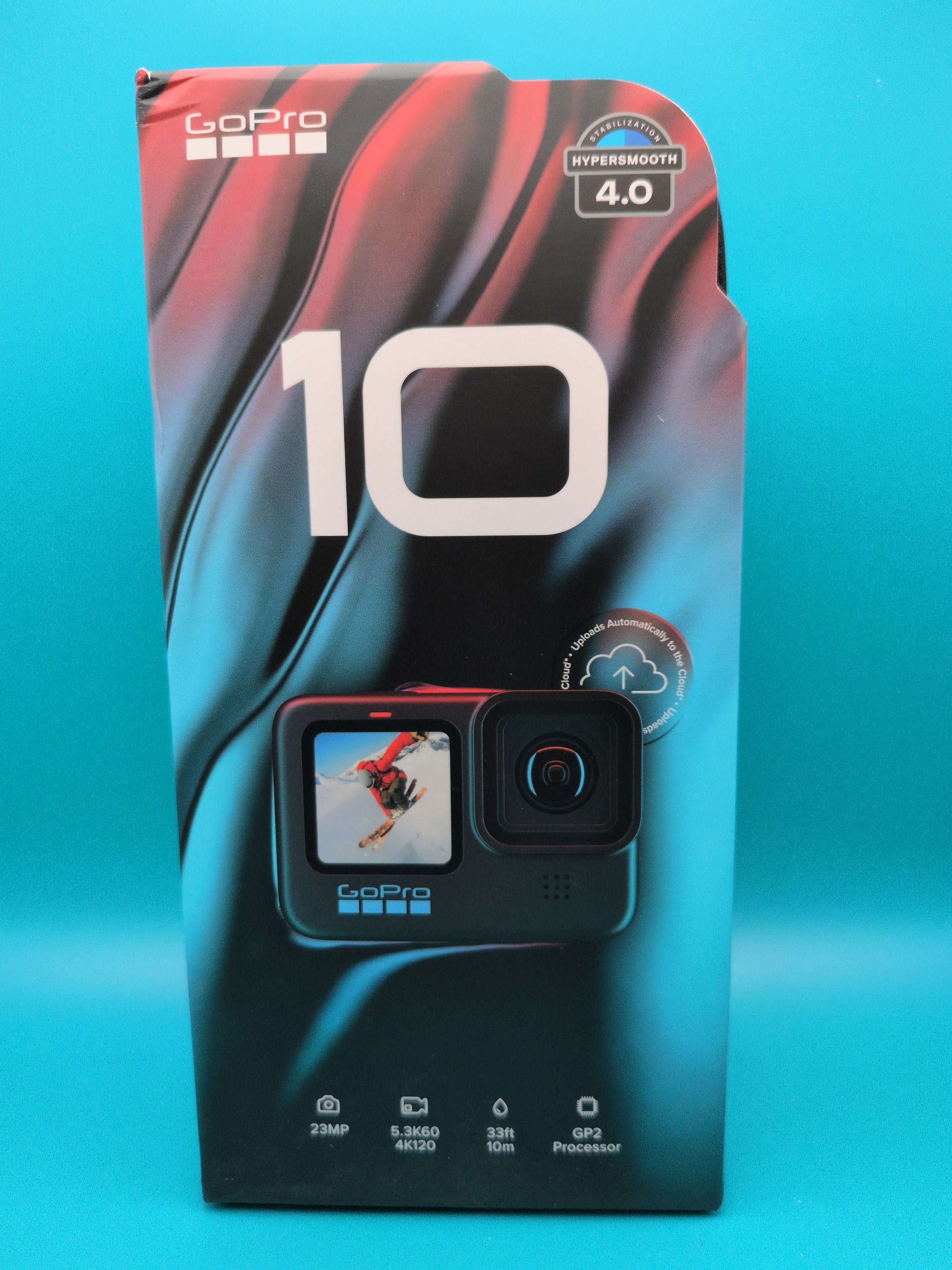 GoPro HERO10 Black - Waterproof Action Camera with Front LCD and Touch Rear Screens, 5.3K60 Ultra HD Video, 23MP Photos, 1080p Live Streaming, Webcam, Stabilization