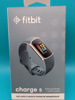 Fitbit Charge 5 Activity Tracker Platinum with Mineral Blue Band