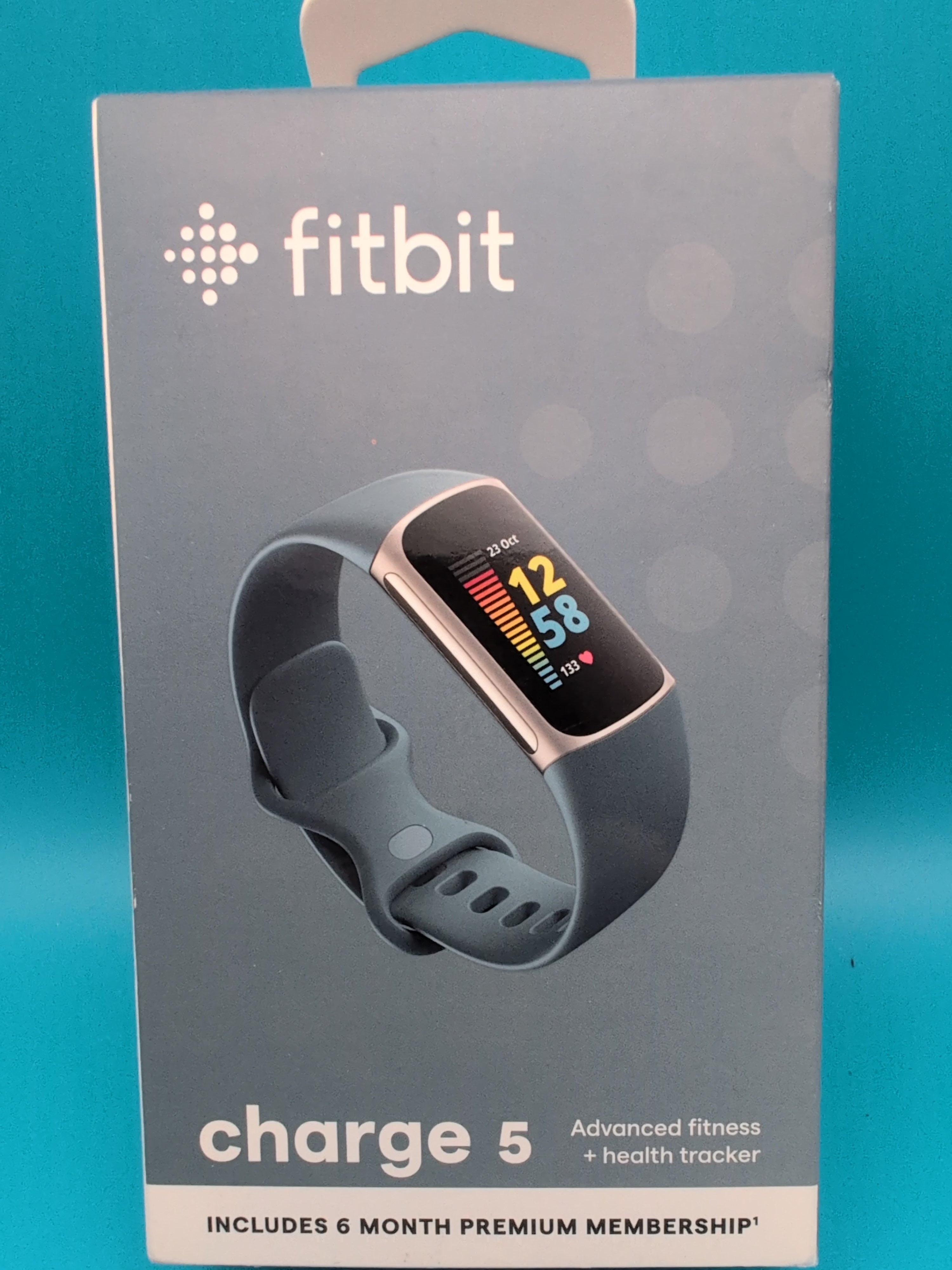 Fitbit Charge 5 Activity Tracker Platinum with Mineral Blue Band