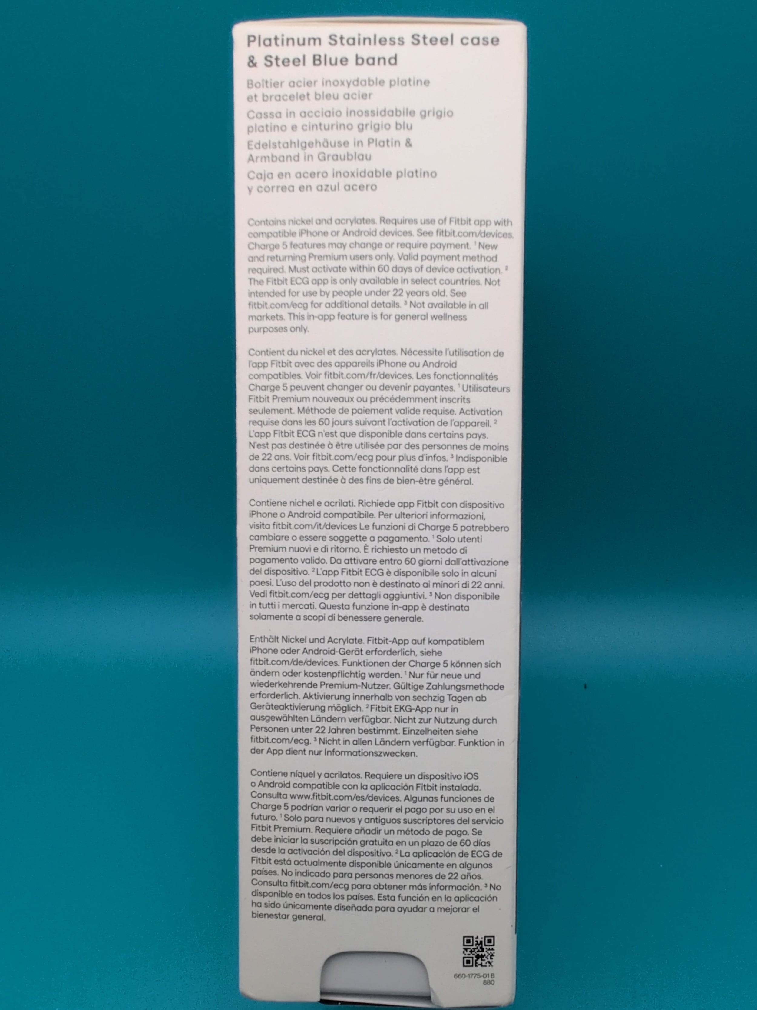 Fitbit Charge 5 Activity Tracker Platinum with Mineral Blue Band